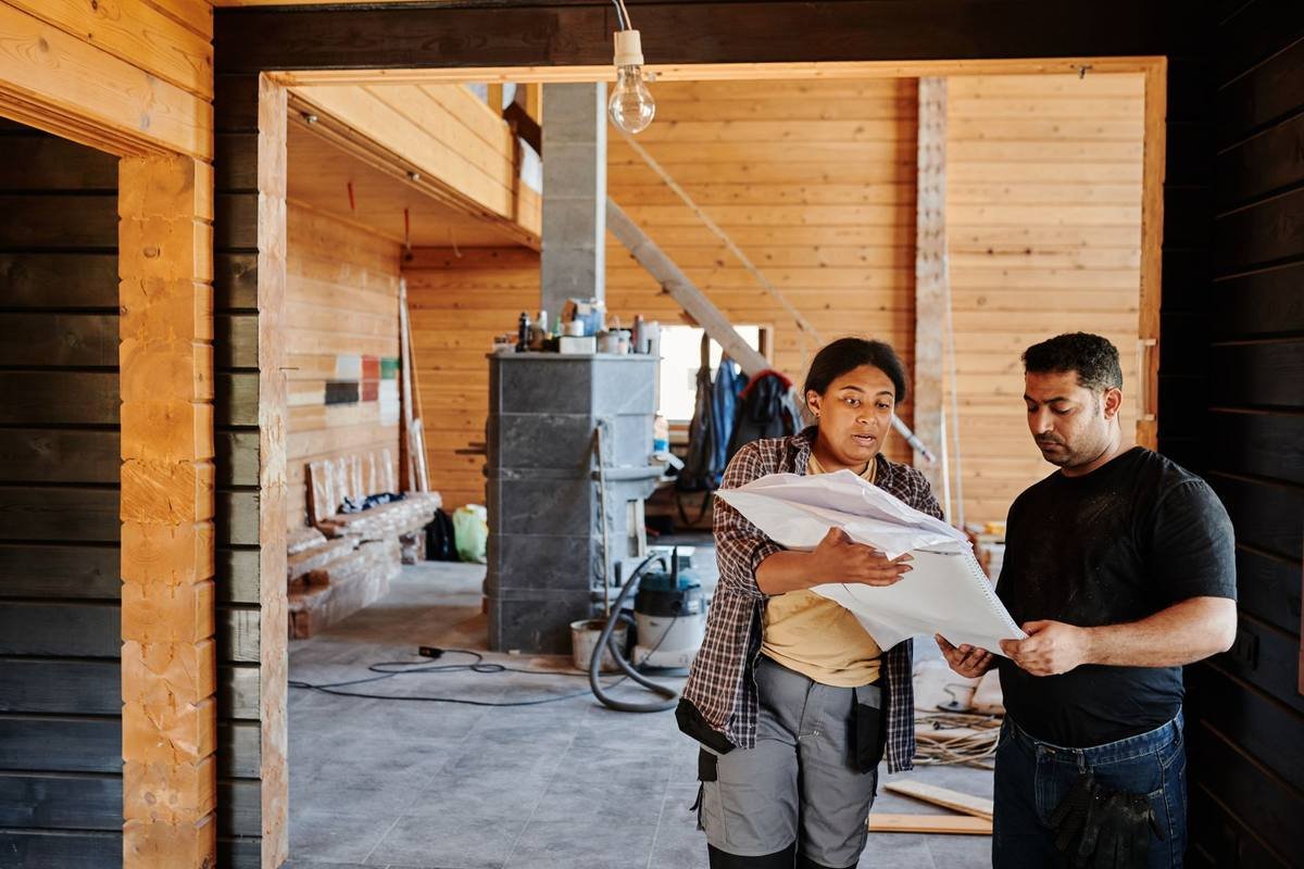 Reviewing drawings on site